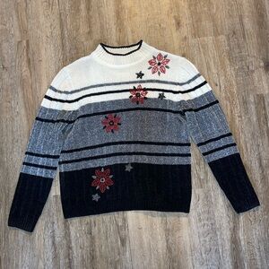 ALFRED DUNNER POINSETTIA KNIT SWEATER (PM)